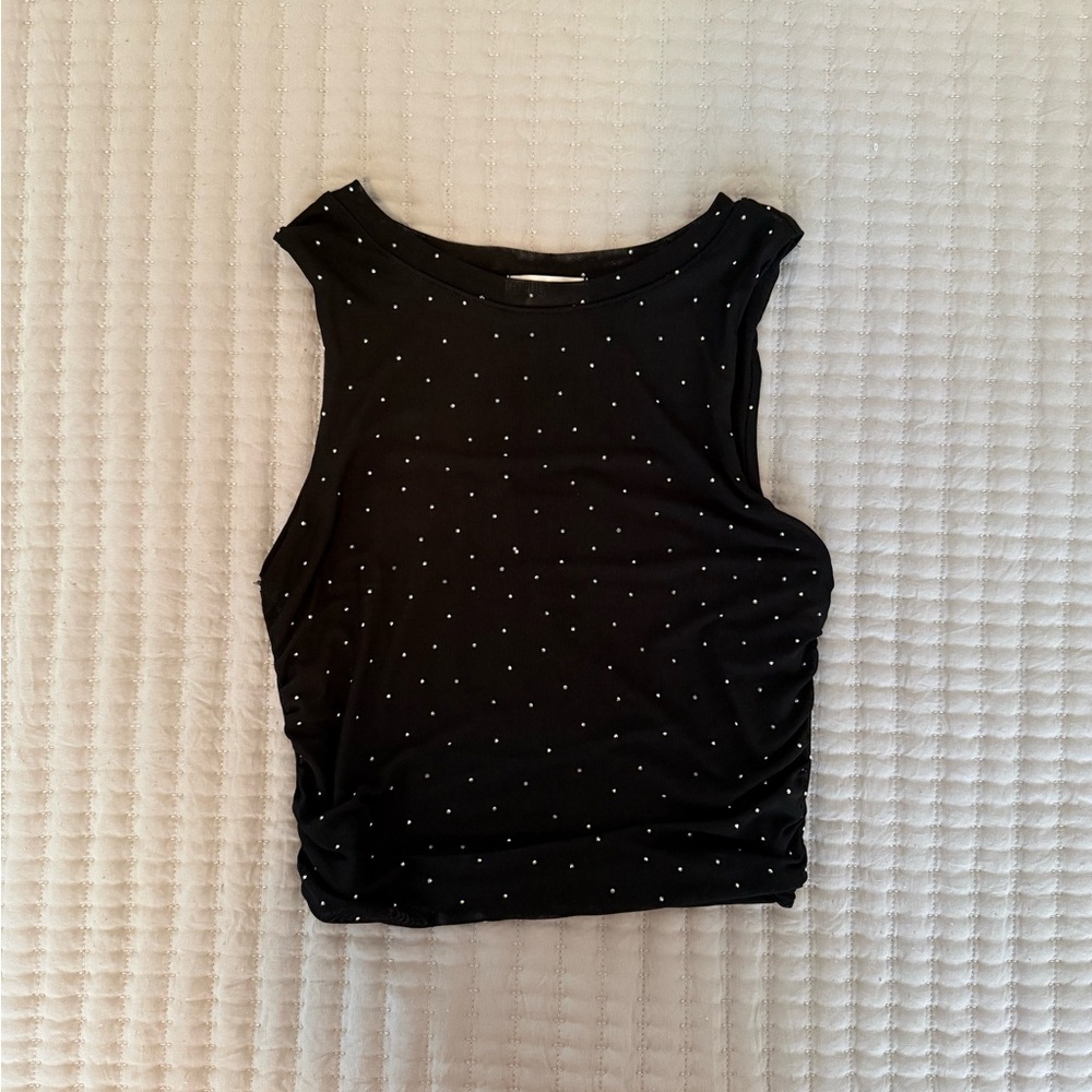 Popular 21 Black Tank Top with Rhinestones